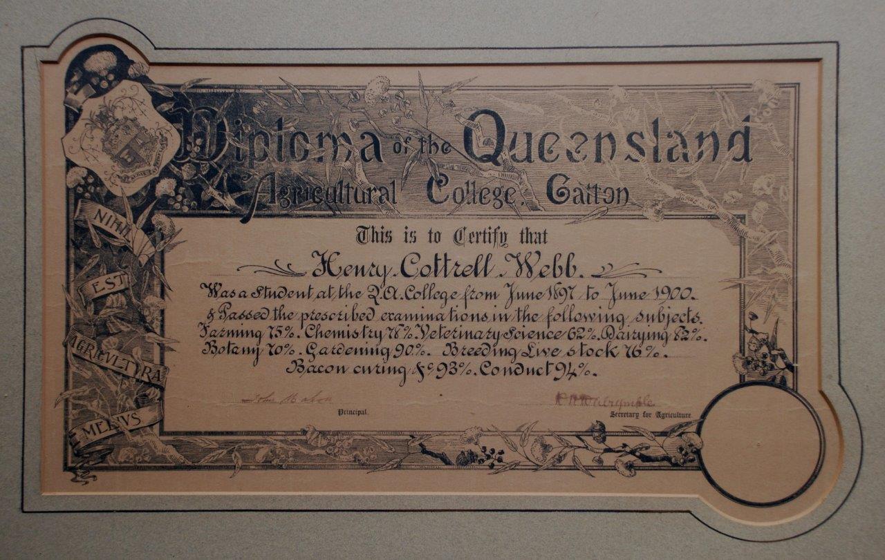 First Diploma issued at Gatton 1900